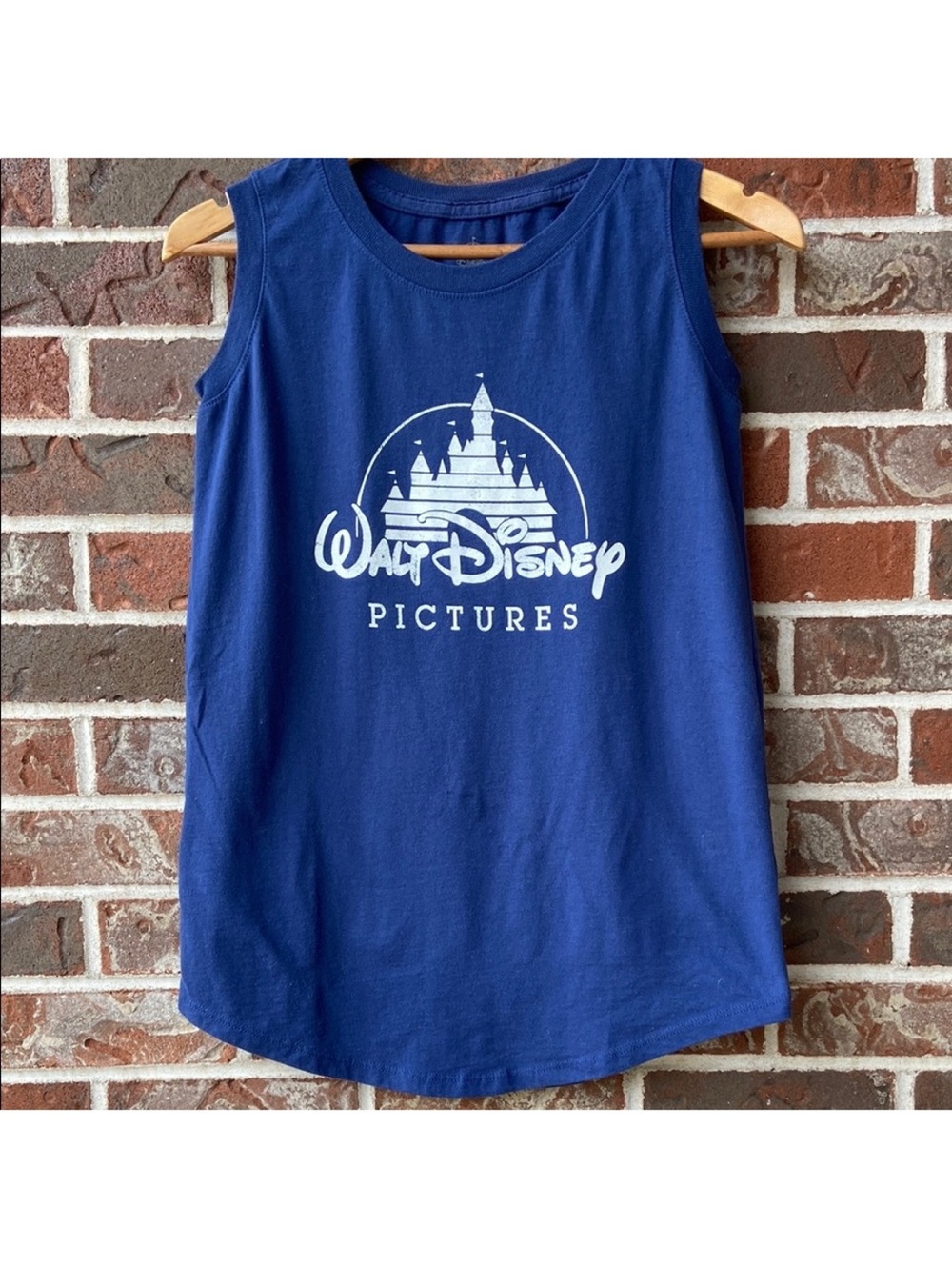 Disney Royal Blue Sleeveless Tank with White Walt Disney Logo